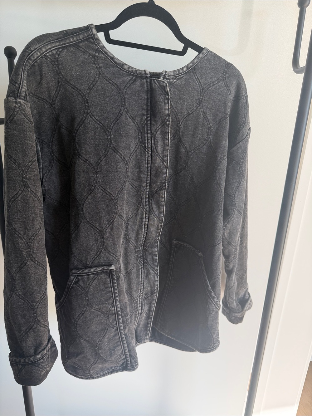 Knox Rose Washed Black Quilted Jean Jacket